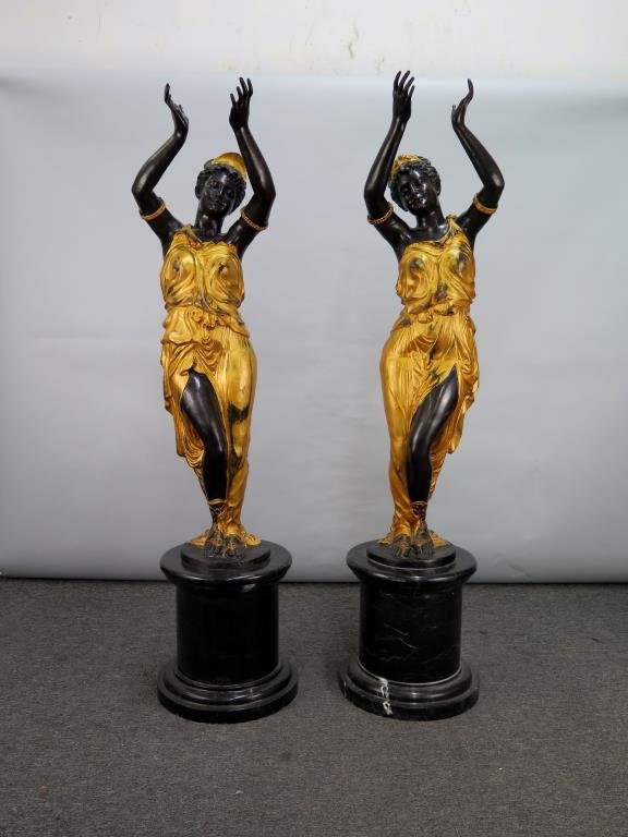Pair Large Bronze Blackamoor/Nubian Dancers (1 of 10)