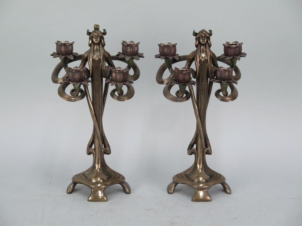 Pair Art Nouveau Style Candelabra (1 of 4)