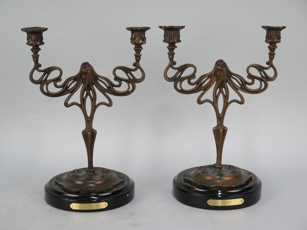 Pair Art Nouveau Style Candelabra (1 of 6)