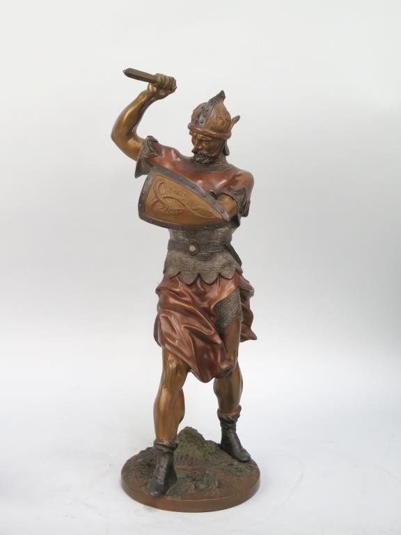 Bronze Figure of Viking Warrior Signed Fremier (1 of 7)