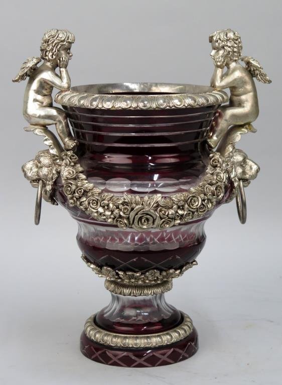 Bohemian Style Glass Silvered Urn (As is) (1 of 7)