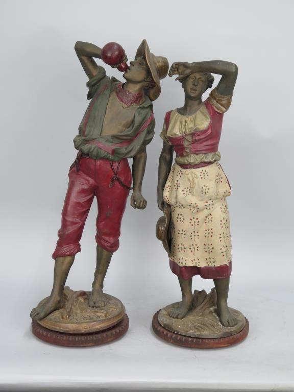 Pair of Polychrome Spelter Figures (1 of 8)