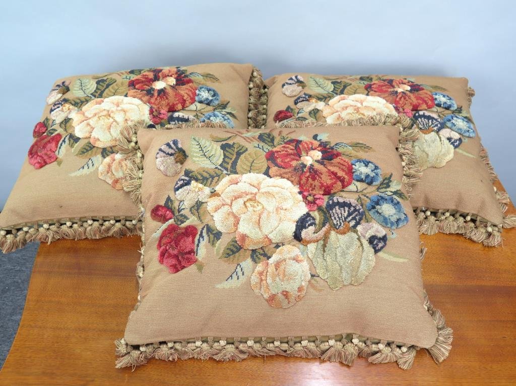 Set of 3 Needlepoint Throw Pillows (1 of 2)