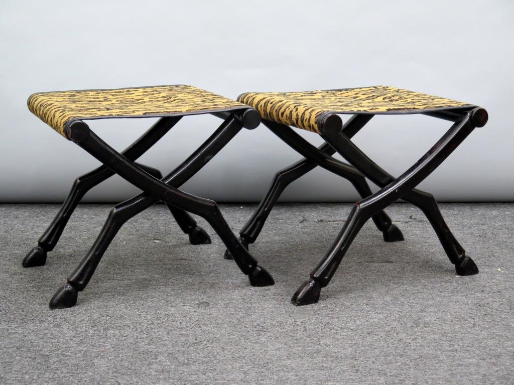 Pair Folding 'X' Frame Benches (1 of 3)