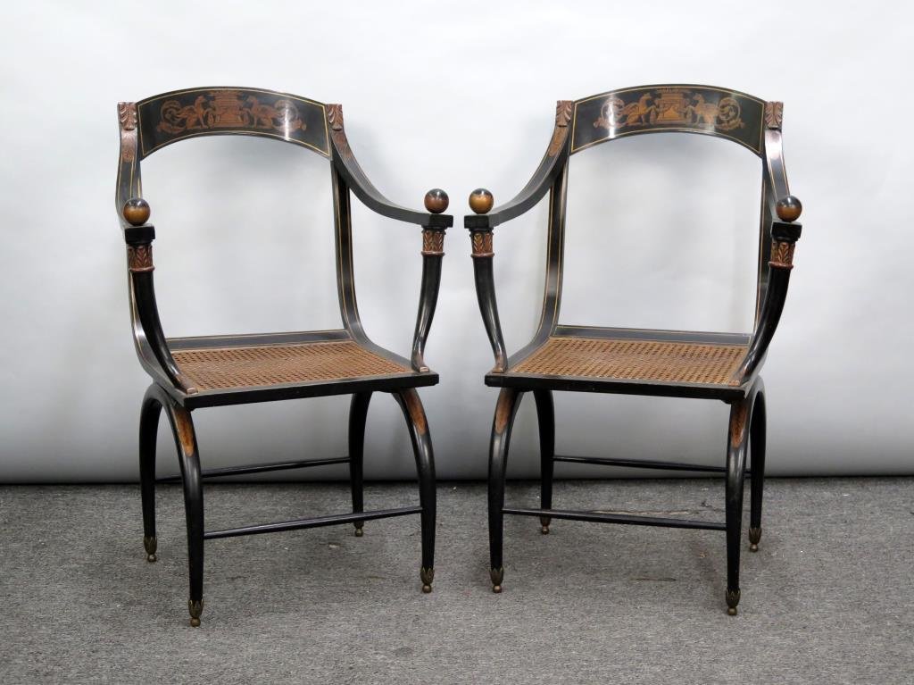 Pair Fancy Sheraton Style Armchairs (1 of 5)