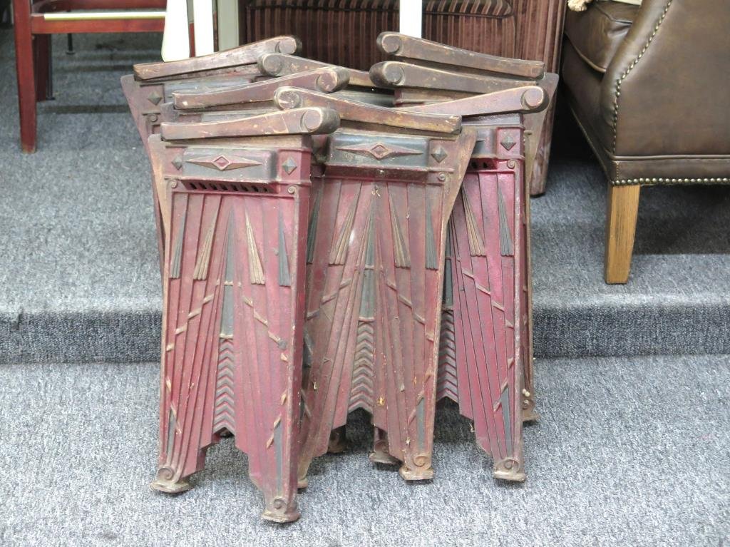 4 Pair Art Deco Cast Iron Theater Seat Ends (1 of 4)