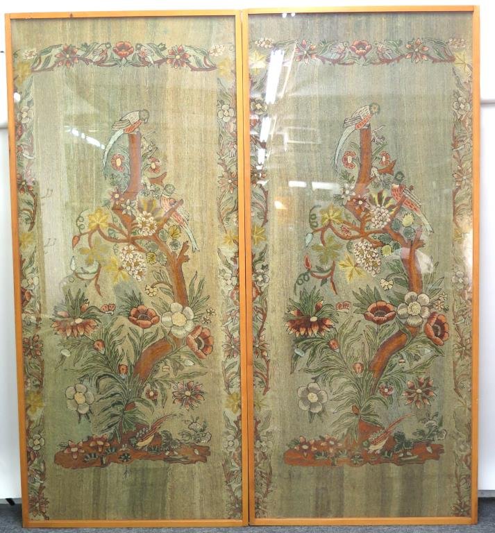 Pair Antique Framed Large Crewel Tapestry Panels **** (1 of 10)