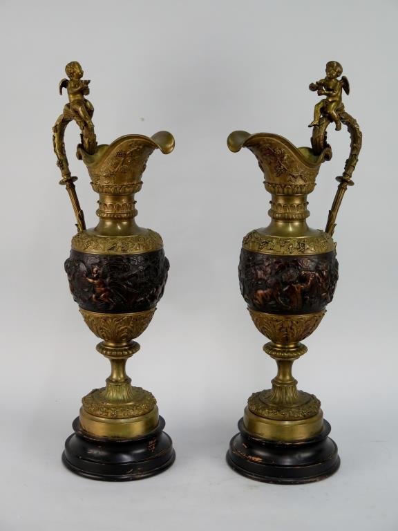 Pair of Renaissance Style Bronze Ewers (1 of 5)