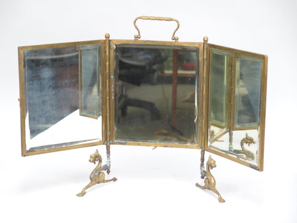 English Brass Dressing Mirror (1 of 3)