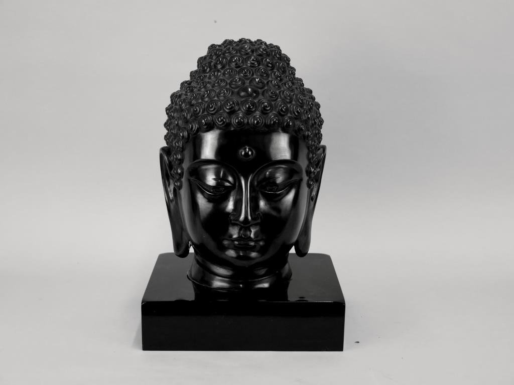 Large Chinese Bronze Buddha Head (1 of 3)