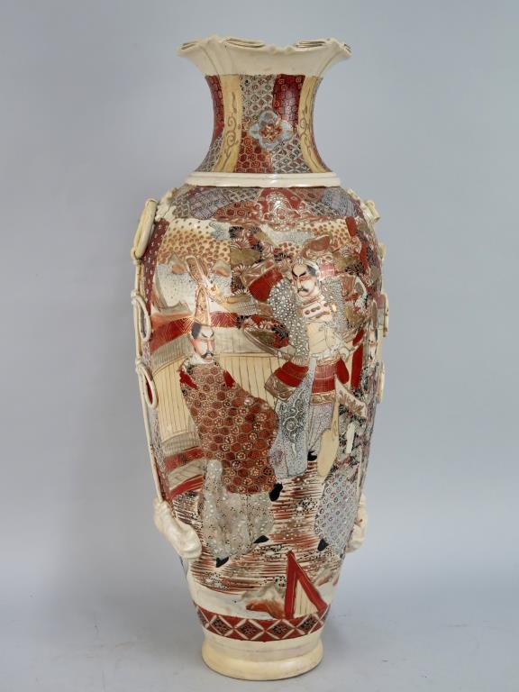 Tall Satsuma Style Decorated Vase (1 of 8)