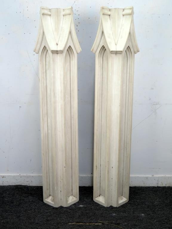 Pair Tall Gothic Carved Marble Posts / Columns (1 of 5)