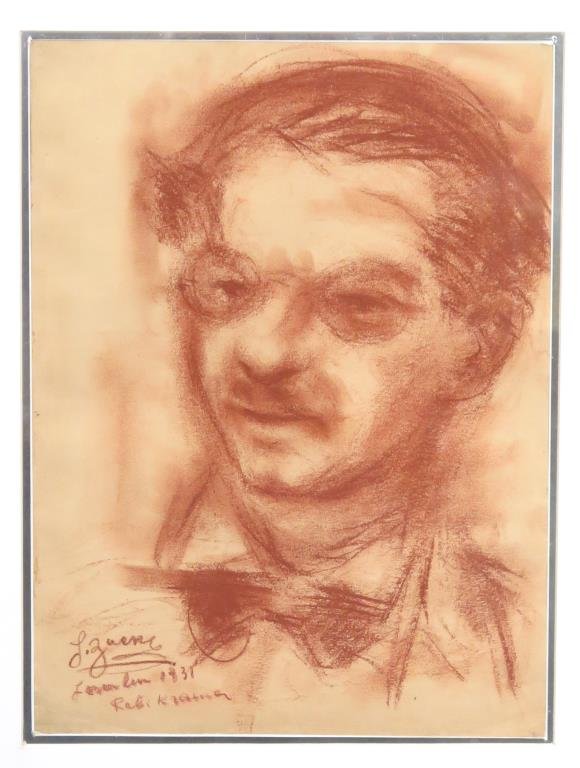 Jacques Zucker - Chalk on Paper: Study of a man. 14" X 10" (24" X 21")