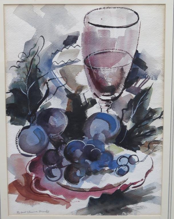 Robert Cleaver Purdy - Watercolor: Table still life. Signed lower left. 15" X 11" (22" X 18") (From an East Hampton Estate)