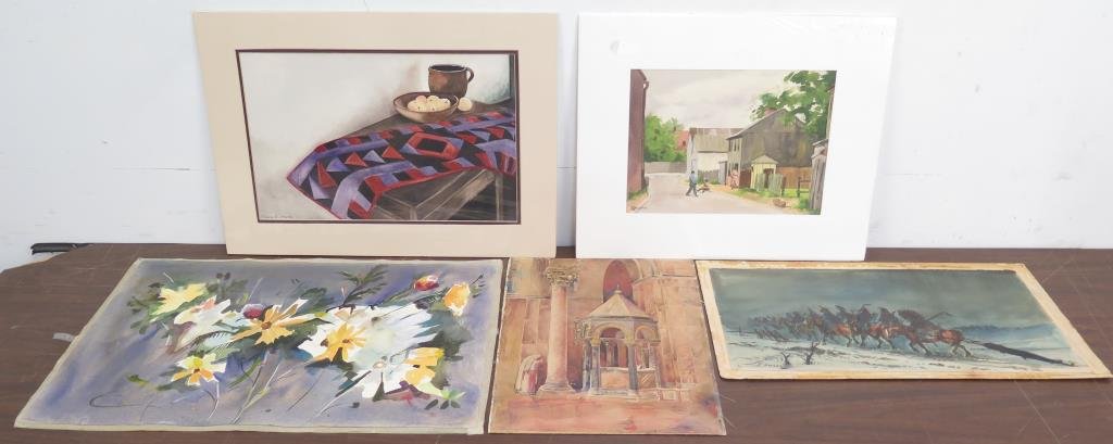 5 Assorted Watercolors on Paper (1 of 6)