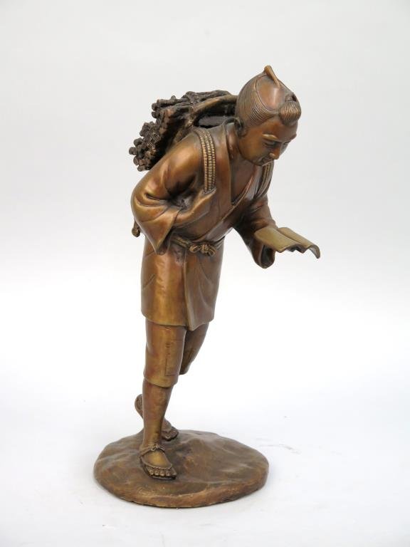 Japanese Style Bronze Scholar With Book (1 of 6)