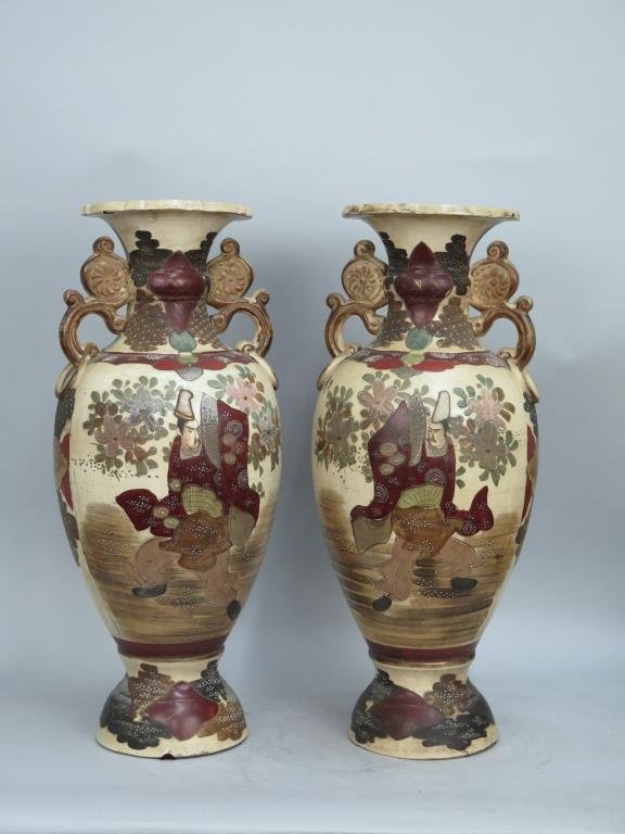 Pair Satsuma Style Ceramic Vases (1 of 6)