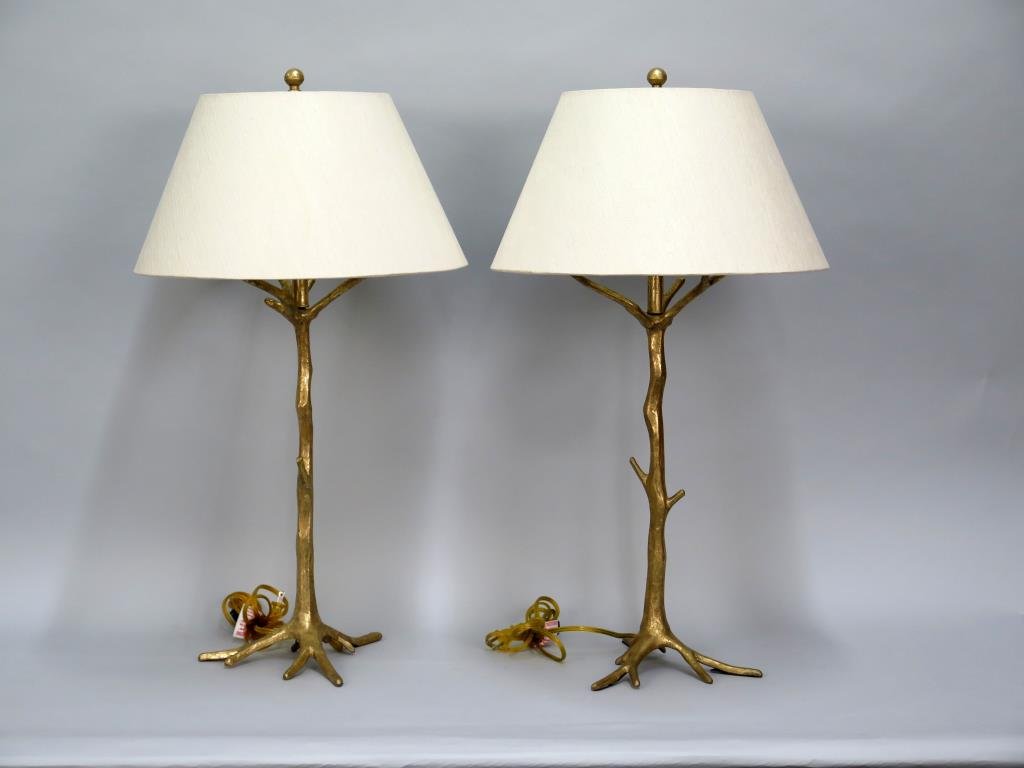 Pair Modern Twig Form Metal Lamps (1 of 5)