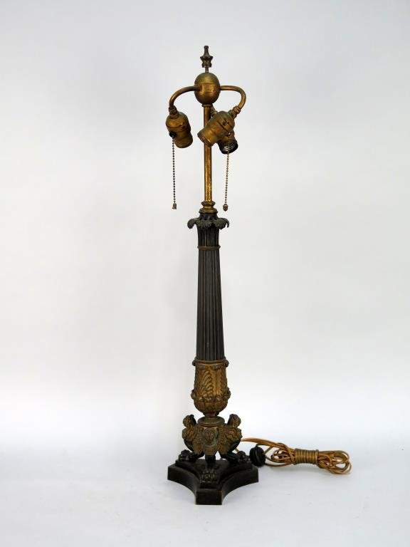 Late French Empire Bronze Column Lamp (1 of 6)