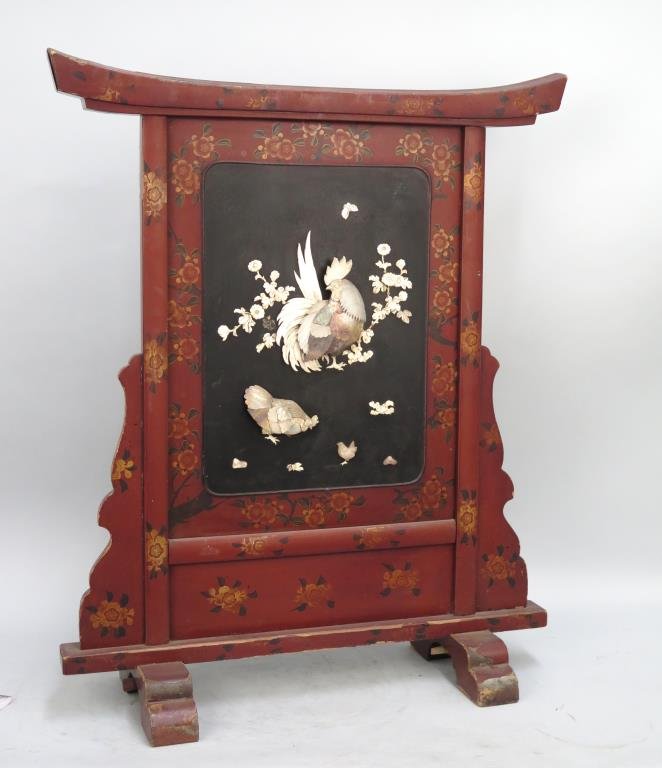 Japonisme Painted Fire Screen (as is) (1 of 6)