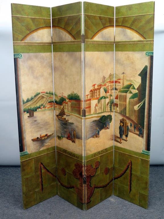 Painted Four Panel Floor Screen (1 of 4)