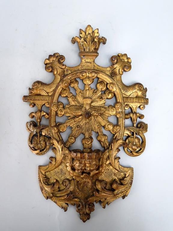 Antique Florentine Carved Wall Applique / Font (1 of 5)