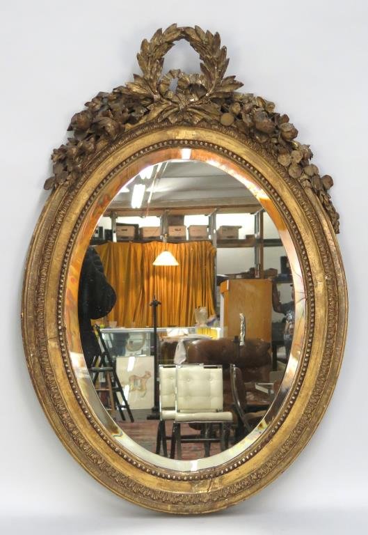 Antique Gilt Framed Oval Mirror (1 of 7)