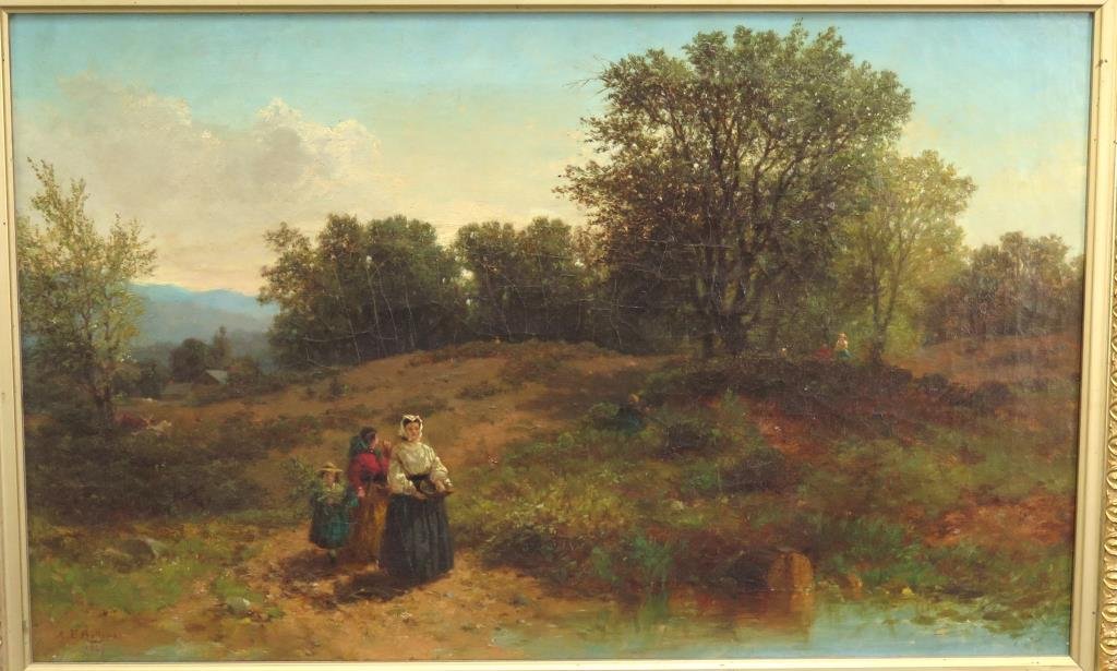 Albert Fitch Bellows - (American, 1829 -1883): Albert Fitch Bellows - (American, 1829 -1883) Oil on canvas. Signed and dated lower left. 12.5 X 20" (18.5" X 26.5")"