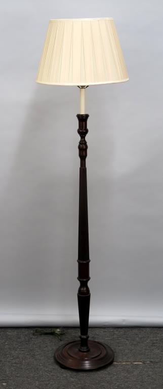 Regency Style Mahogany Floor Lamp: Regency Style Mahogany Floor Lamp Mahogany reeded post with weight reinforced base. By Vaughan. Base: 13Dia. X 71"H"