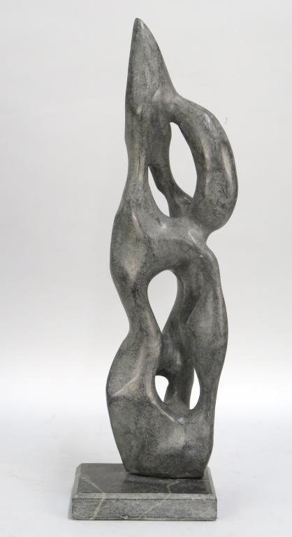 Signed Abstract Marble Sculpture on Base (1 of 6)