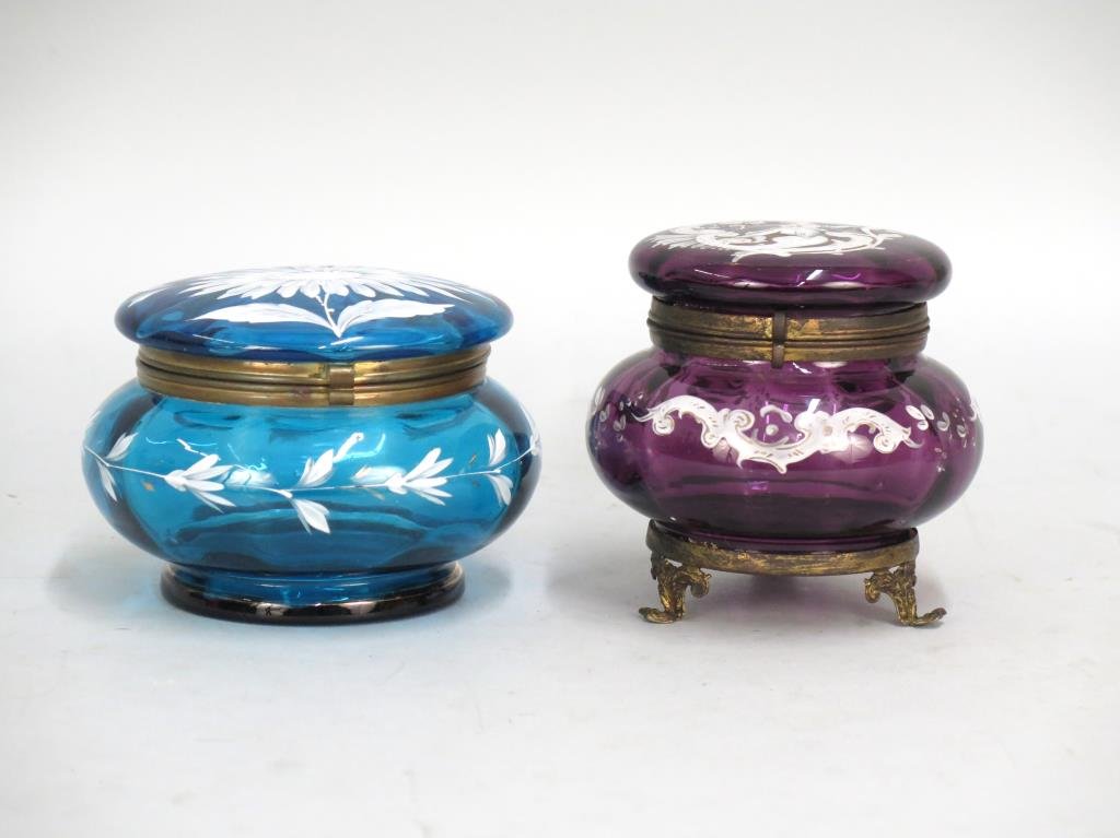 2 American Enameled Glass Boxes (1 of 8)