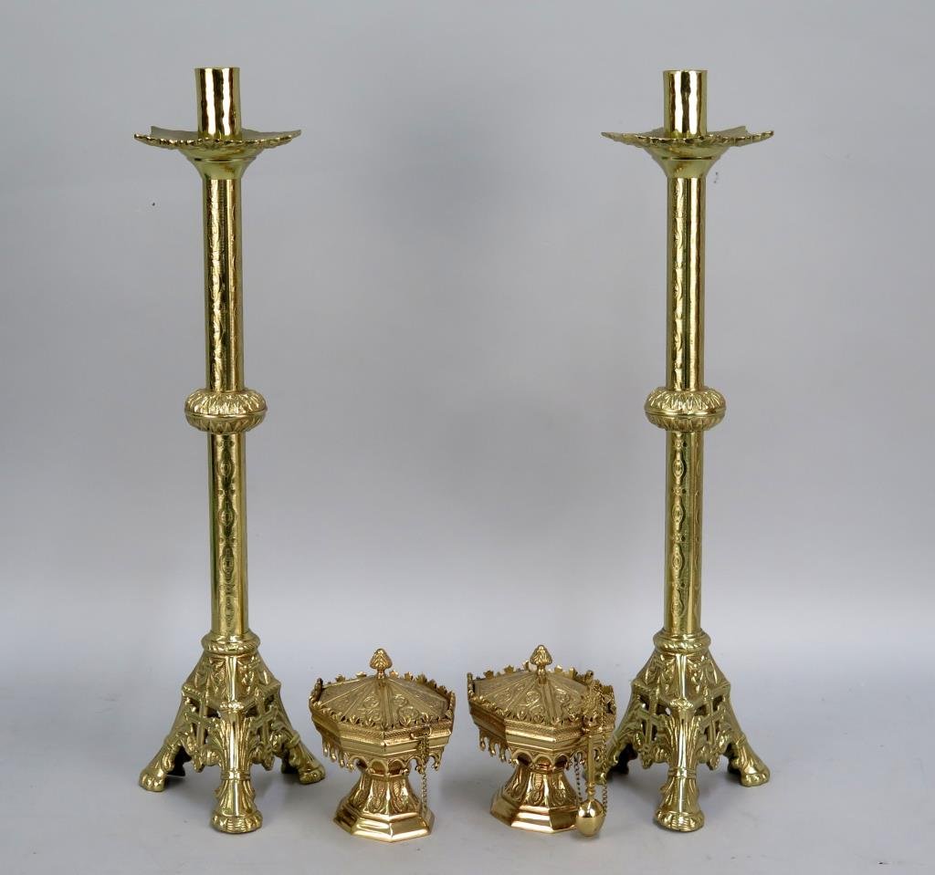 Two Pair Brass Altar Articles (1 of 3)