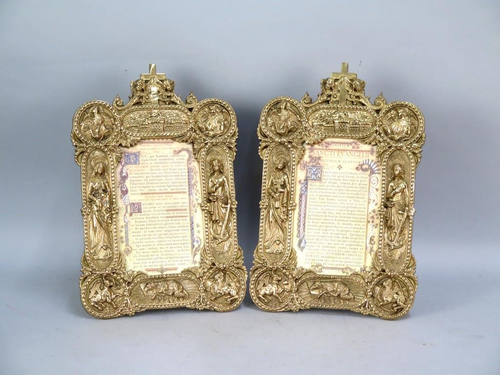Pair Brass Church Announcement Frames (1 of 4)