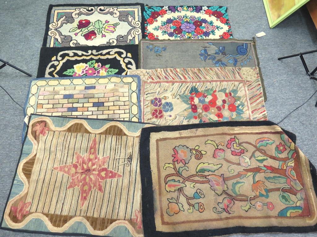 8 Assorted American Hook Rugs (as is) (1 of 6)