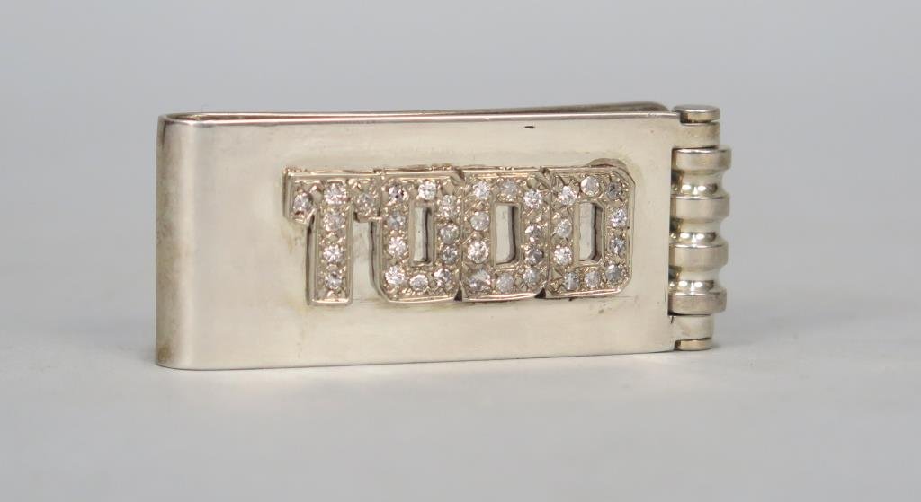 Sterling Silver Tiffany Money Clip: Sterling Silver Tiffany Money Clip Designed by Paloma Picasso. Personalized in diamond encrusted plate. As is. 1.4 troy oz. 2.5 W X 1 H