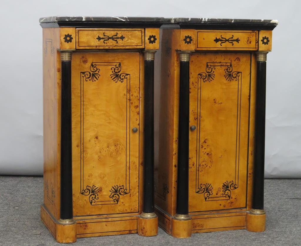 Pair Empire Style Marble Top Commodes (1 of 6)