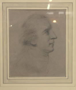 After Anton Graff - Pencil Drawing: After Anton Graff - Pencil Drawing Portrait of a Man, (possibly Goethe), Paper mounted, titled on lower left. Stain on upper right mount.