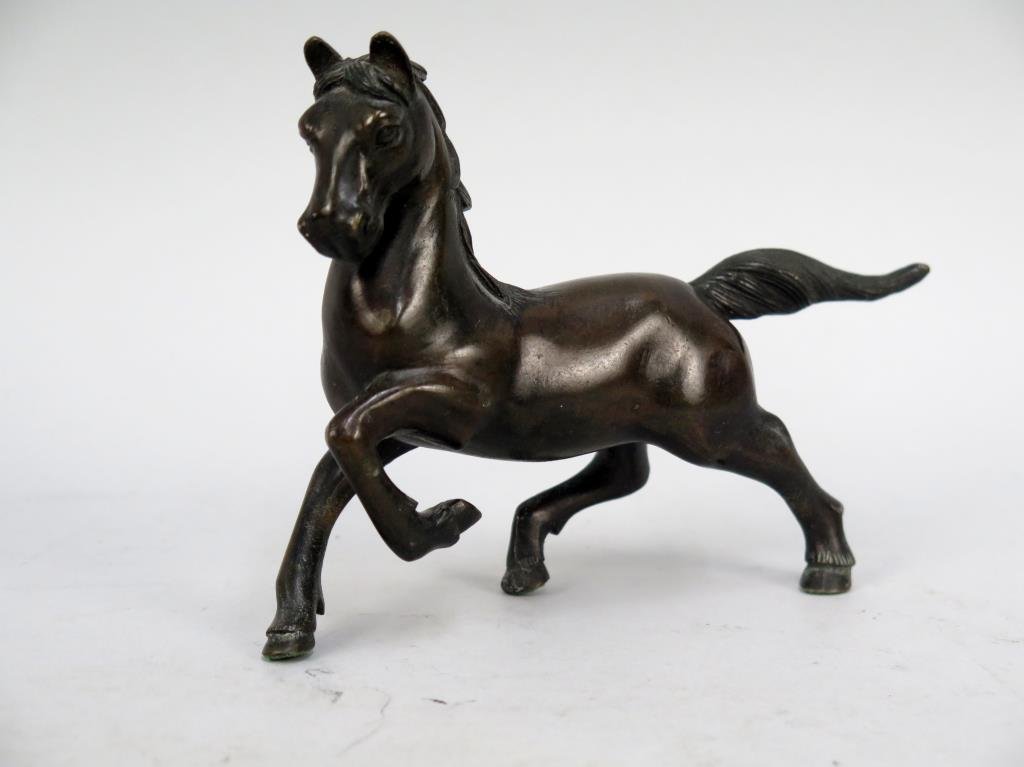 Small Bronze Trotting Horse: Small Bronze Trotting Horse Self standing. Signed with monogram on belly. 6 W X 4.5 H