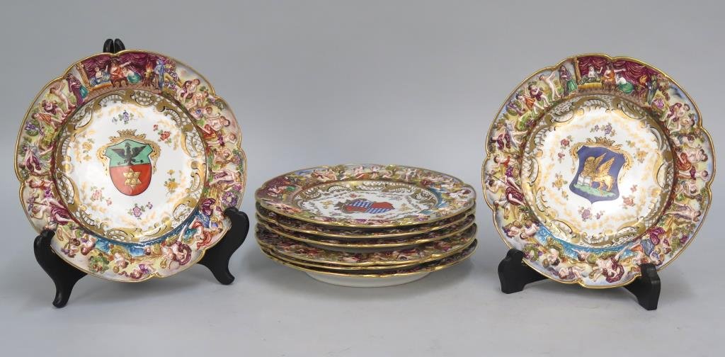 Set of 8 Capo Di Monte Presentation Plates (1 of 4)