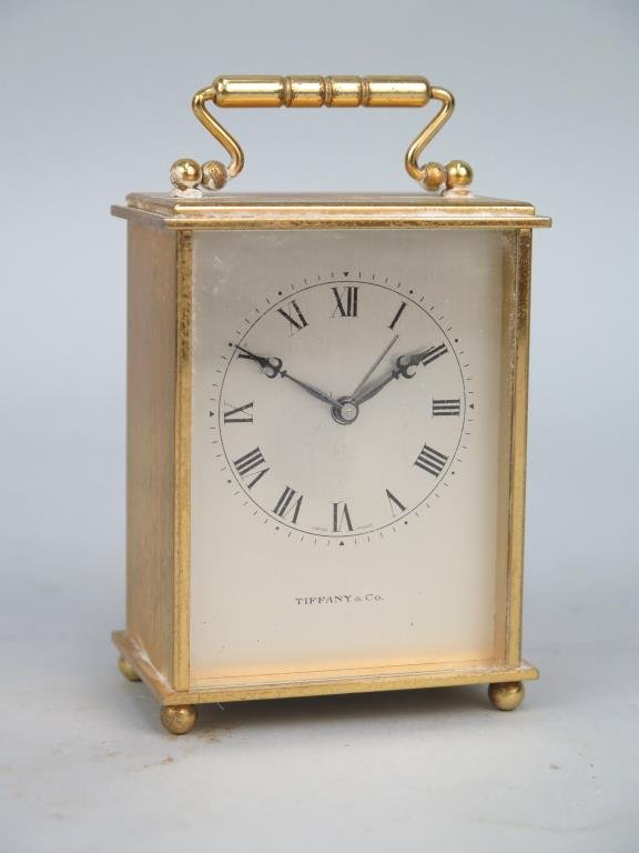 Tiffany Brass Tone Carriage Clock (1 of 4)