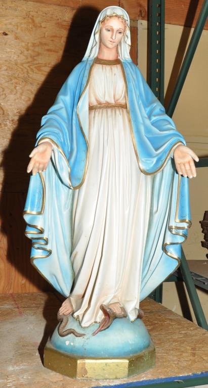 PLASTER STATUE OF MARY WITH GLASS EYES (1 of 10)