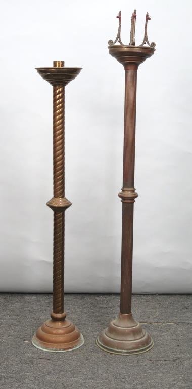 2 Mixed Metal Altar Floor Candlesticks (1 of 8)