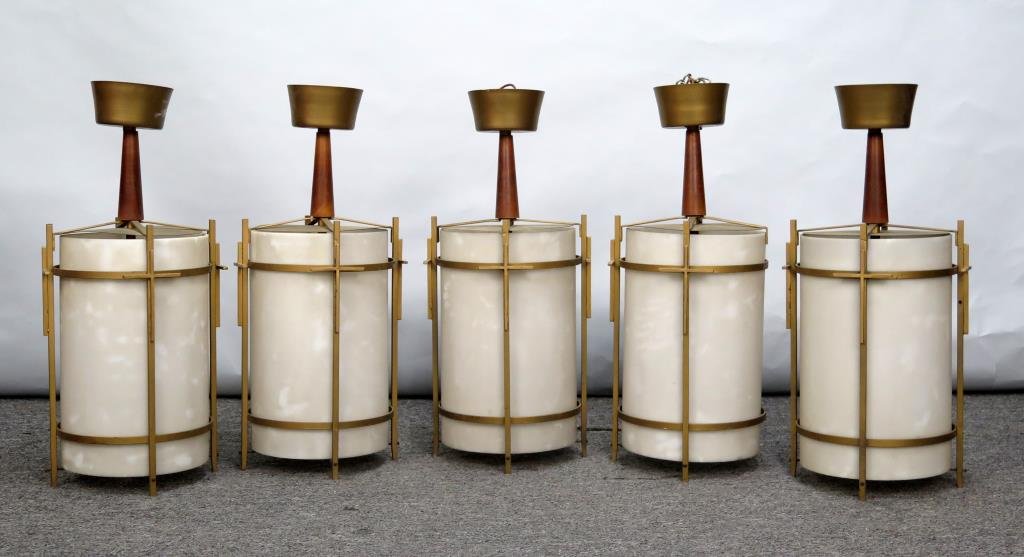 Set of 5 Gilt Metal Light Fixtures (1 of 7)