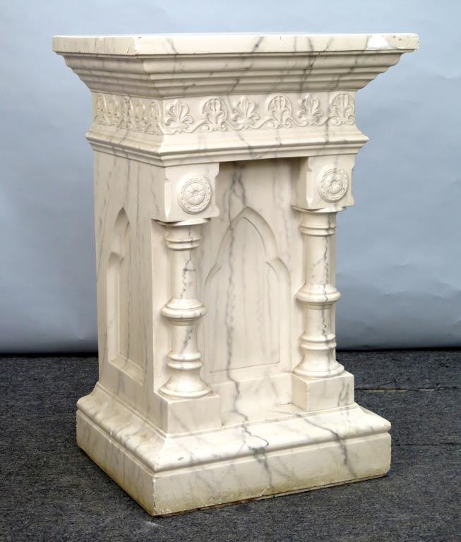 Painted Faux Marble Plaster Pedestal (1 of 7)