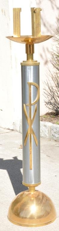 VINTAGE MODERN MIXED METAL ALTAR CANDLESTICK (1 of 6)