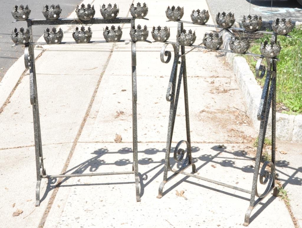 PAIR VINTAGE IRON CANDLESTANDS (1 of 3)
