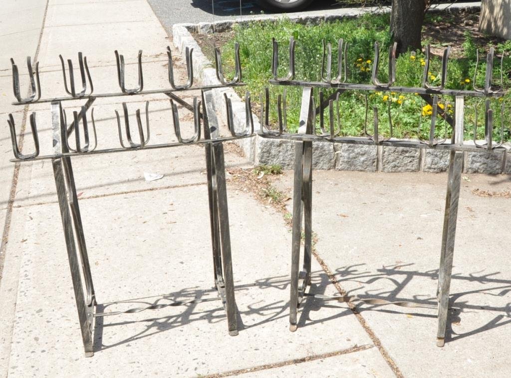 PAIR VINTAGE IRON VOTIVE STANDS (1 of 2)