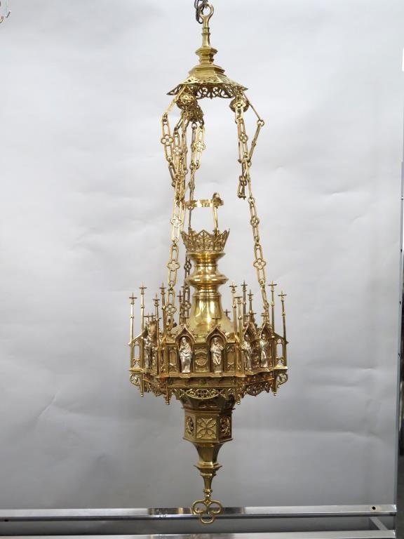 Large Gothic Style Mixed Metal Sanctuary Lamp (1 of 8)
