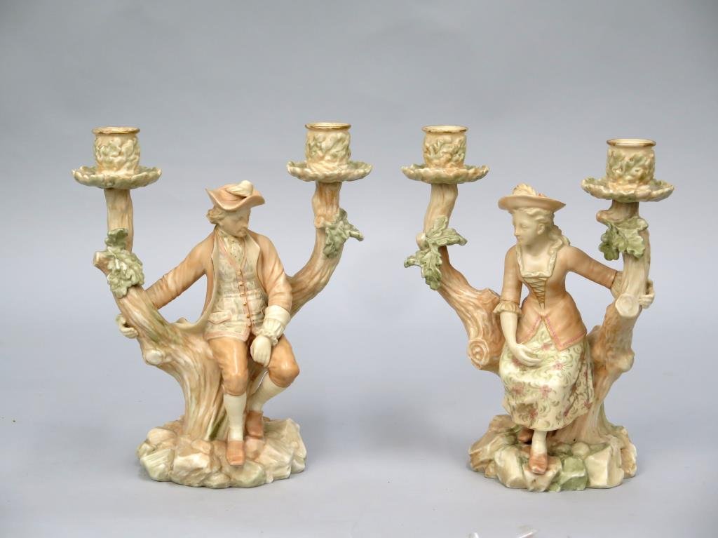 Pair English Porcelain Candlesticks (1 of 9)