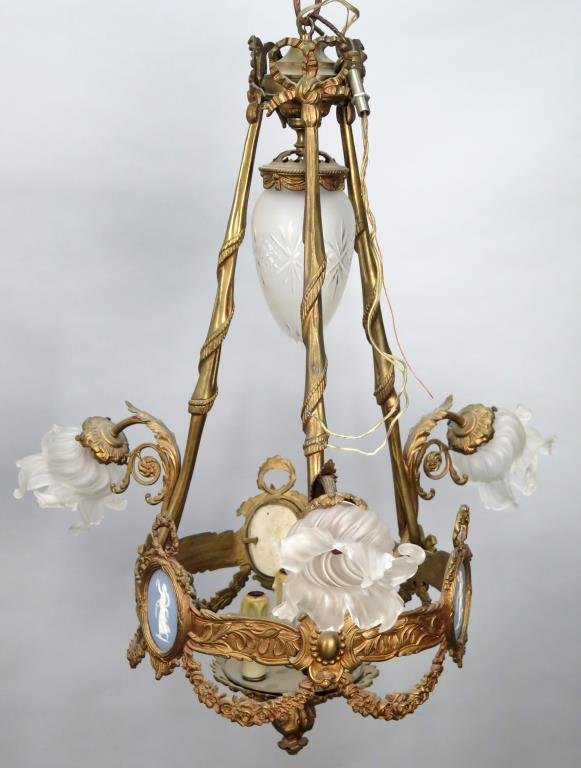 French Gilt Metal 3 Arm Chandelier (1 of 6)